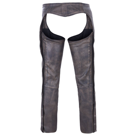 Heavy Buffalo Leather Lined Chaps 4 pocket chap Distressed Brown