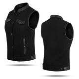 Women's Black Denim Motorcycle Club Vest (WCWV08512DM)