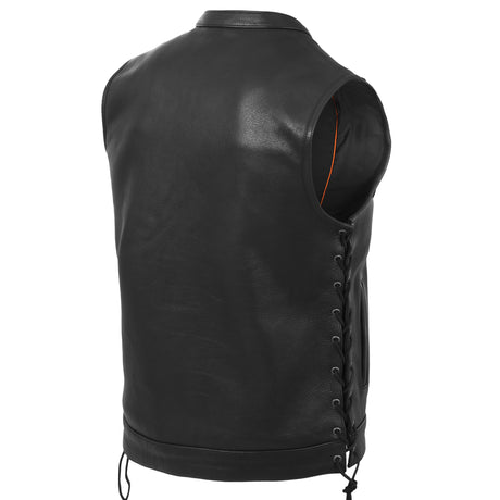Men's Anarchy Motorcycle Club Concealed Carry Side Lace Leather Vest