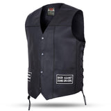 Men's Side Lace Eagle & Flag Pre-Patched Leather Vest