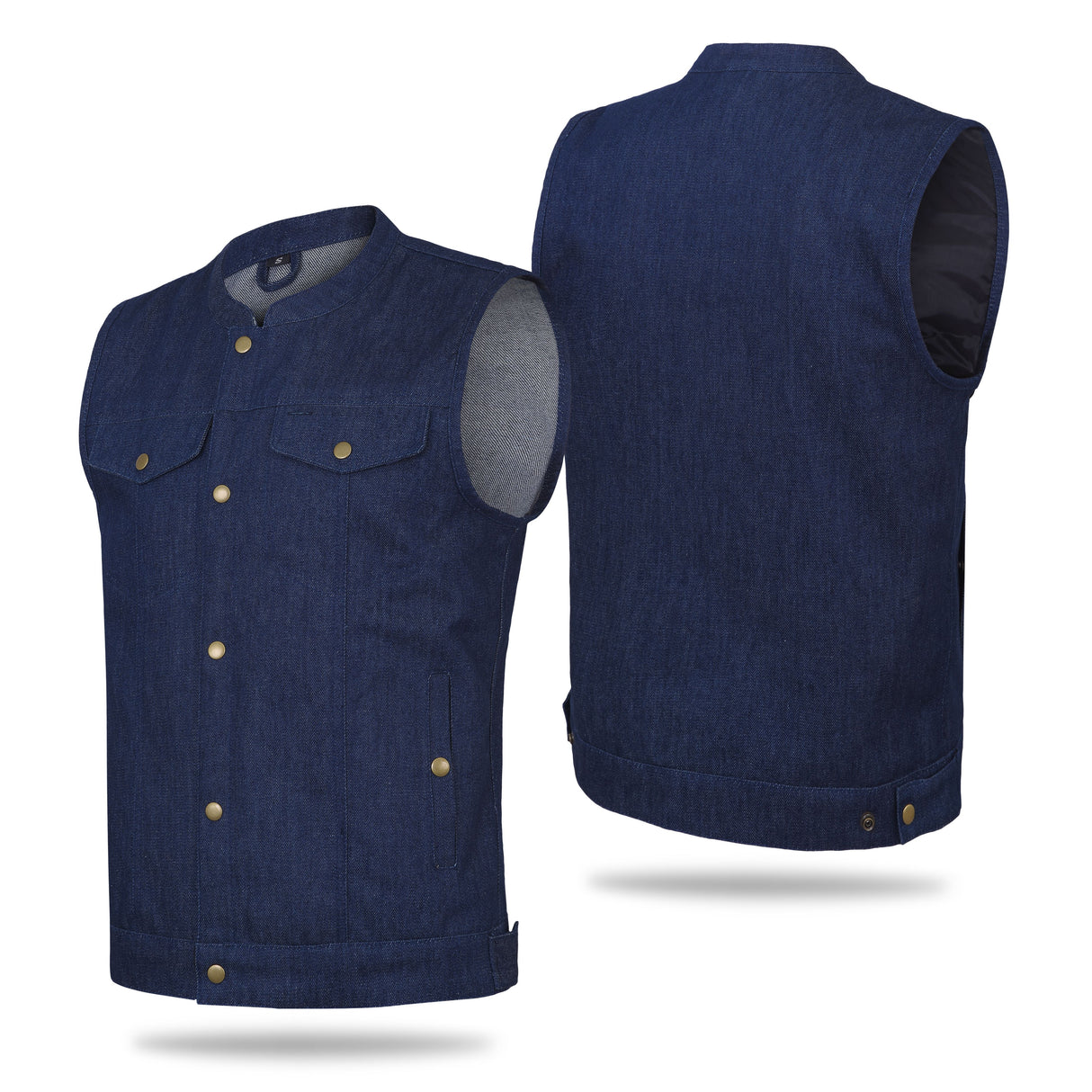 Men SOA Denim Blue Vest Club Cut Outlaw Anarchist mc Biker Vest