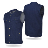 Men SOA Denim Blue Vest Club Cut Outlaw Anarchist mc Biker Vest
