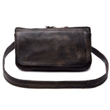 Distressed Brown Hip Clip Waist Leather Bag
