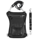 Black No Button Drop Leg Leather Thigh Bag