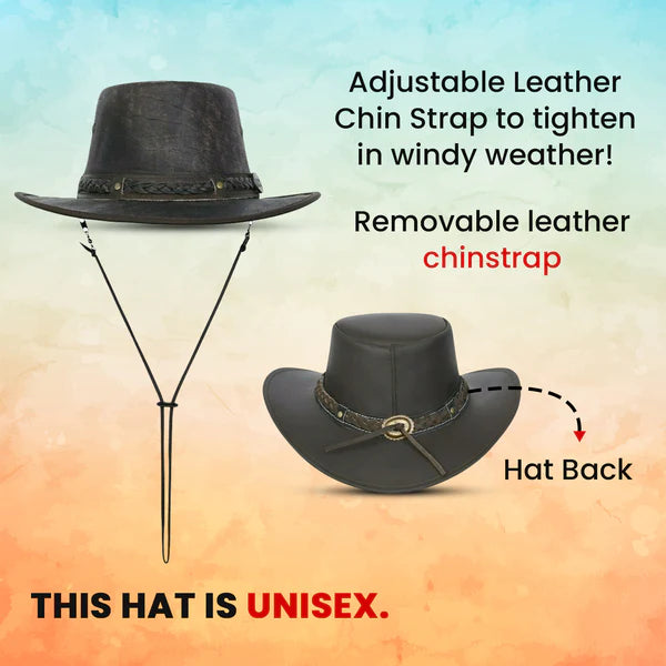 Brown Real Leather Crushable Travel Bush Hat