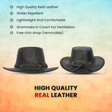 Brown Real Leather Crushable Travel Bush Hat