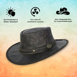 Brown Real Leather Crushable Travel Bush Hat