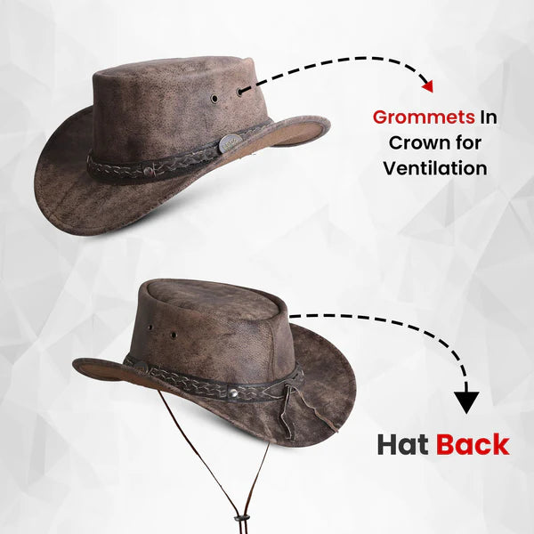 Australian Distressed Brown Leather Hat