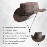 Australian Distressed Brown Leather Hat