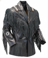 Men’s Premium Western Suede Leather Native American Fringe Cowboy Jacket