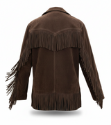 Men’s Western Suede Fringe Jacket with Beadwork Vintage Cowboy Style