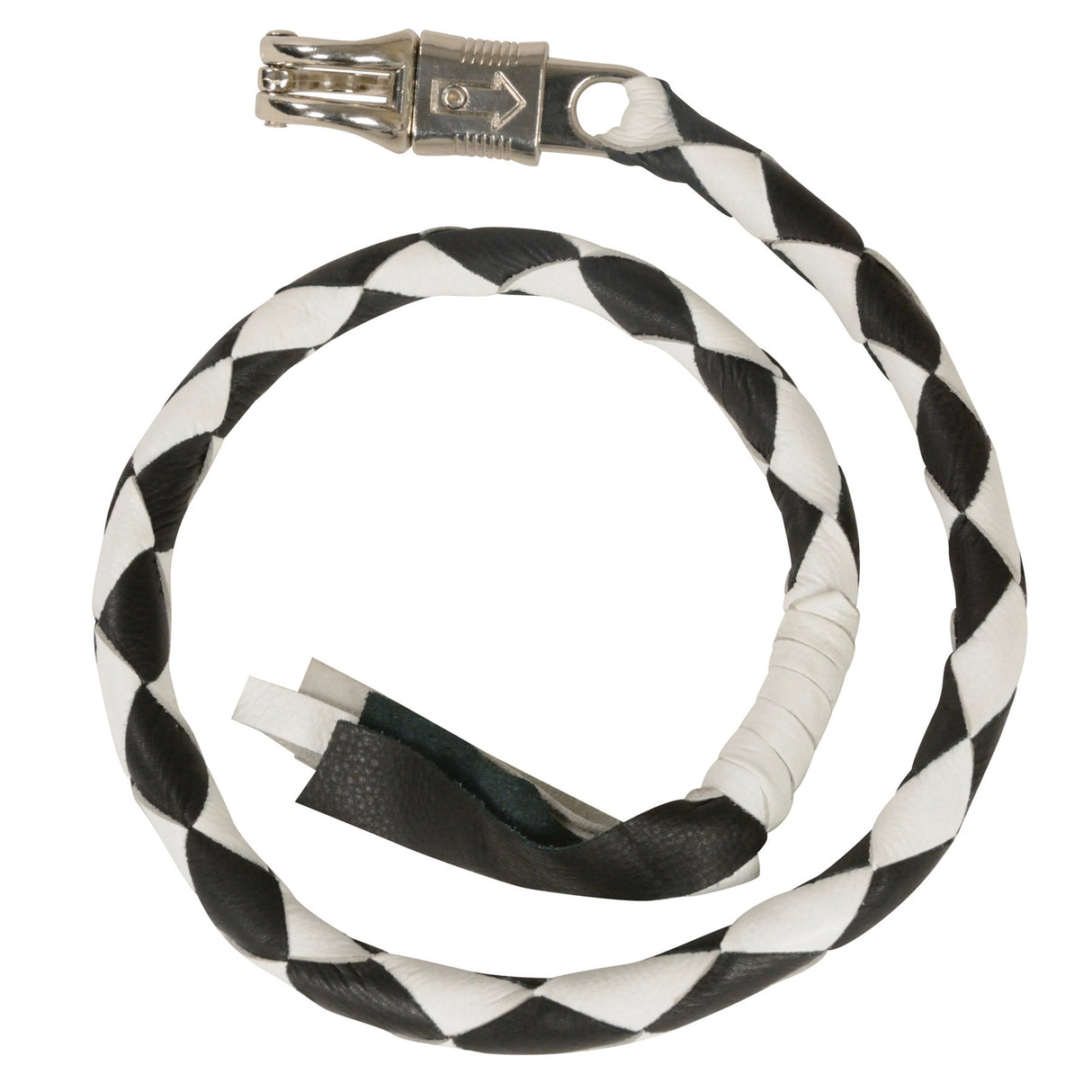 Black/White Biker Leather Heavy Duty Get Back Whip Made of Cow Leather