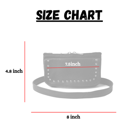 WCHB15108 Bling Black Studded Cowhide Leather Hip Clip Waist Bag | Women Conceal Carry Fanny Pack - Hip Clip Bags - Detail & Feature View