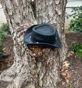 Black Leather Cyclone Cowboy Hat – Crushable Western Outback Style