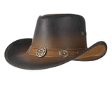 Large Brim Dual-Tone Genuine Cow Leather Unisex Cowboy Hat