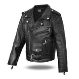 Traditional Motorcycle Kids Leather Jacket Boys/Girls Classic Biker Jacket