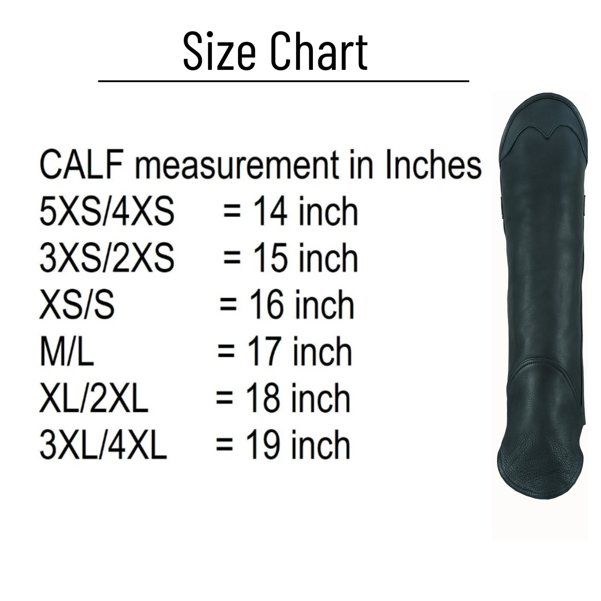 Gaiter Short Legging Premium Black Leather Chap-NKD Black