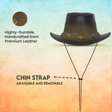 Leather Cowboy Western Hat  Aussie Style with Conchos