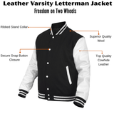 Leather Varsity Jacket Letterman Jacket Baseball Jacket Banded Collar