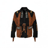 Men’s Western Suede Fringe Jacket – Beaded Cowboy Style