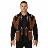Men’s Western Suede Fringe Jacket – Beaded Cowboy Style