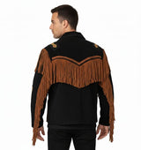 Men’s Western Suede Fringe Jacket – Beaded Cowboy Style