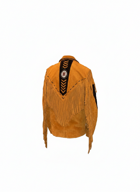 Men’s Western Suede Fringe Leather Jacket – Cowboy Native American Style