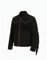 Men’s Western Suede Fringe Jacket with Beadwork Vintage Cowboy Style