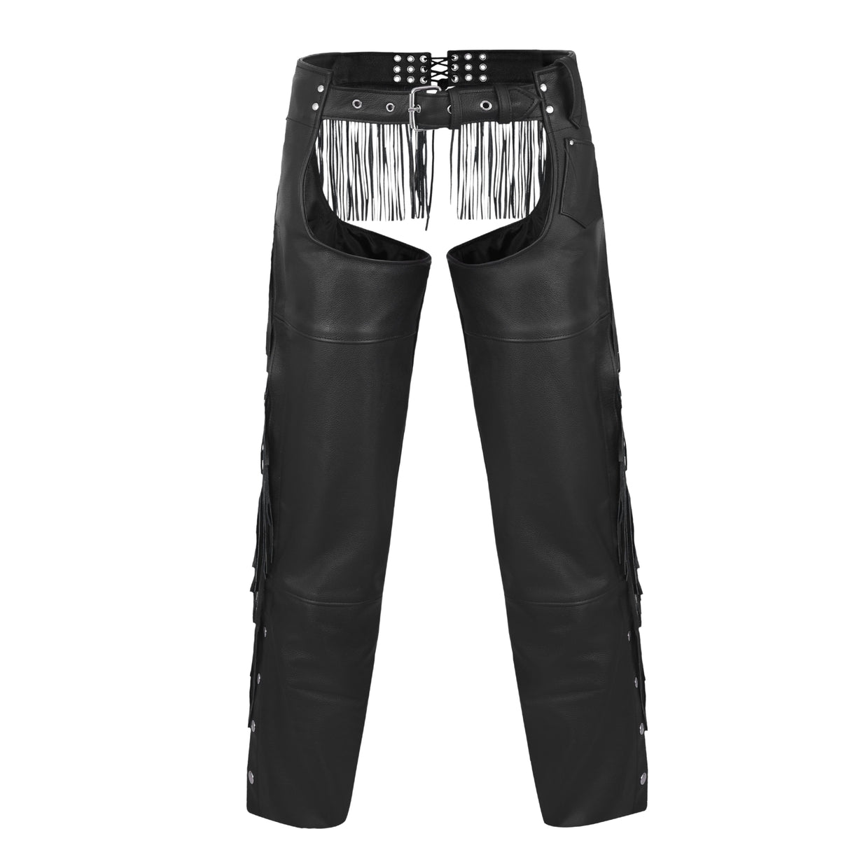 Fringe Tassel Motorcycle Riding Bikers Chap-Black