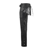 Fringe Tassel Motorcycle Riding Bikers Chap-Black