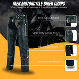 NKD Heavy Buffalo Leather Lined Motorcycle Riding Biker Chap-Black