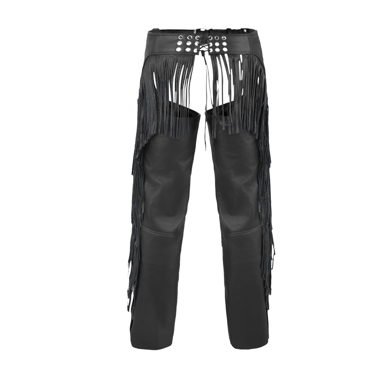 Fringe Tassel Motorcycle Riding Bikers Chap-Black