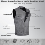 Men's  Anarchy Motorcycle Biker Club Concealed Carry Outlaws Leather Vest