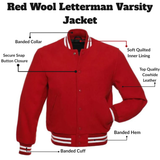 Red Wool Letterman Varsity Jacket
