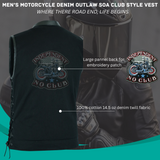 Men's Motorcycle Denim OUTLAW SOA Club Style Vest with Side Laces (WC58612BLACK)