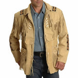 Men’s Western Suede Fringe Leather Jacket, Handmade Vintage Cowboy Rodeo Style, American Style