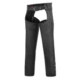 Classic Black Braided Style Leather Motorcycle Chap for Riding Easy Fit
