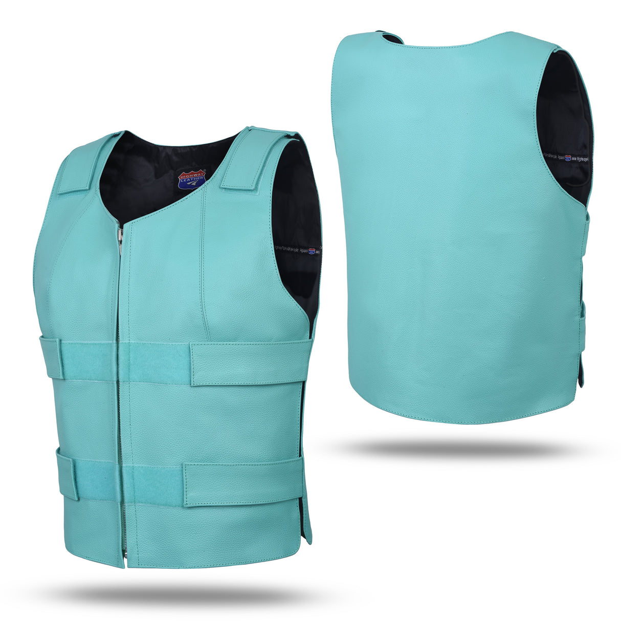 WOMEN BULLET PROOF LEATHER VEST TEAL COLOR