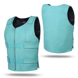 WOMEN BULLET PROOF LEATHER VEST TEAL COLOR