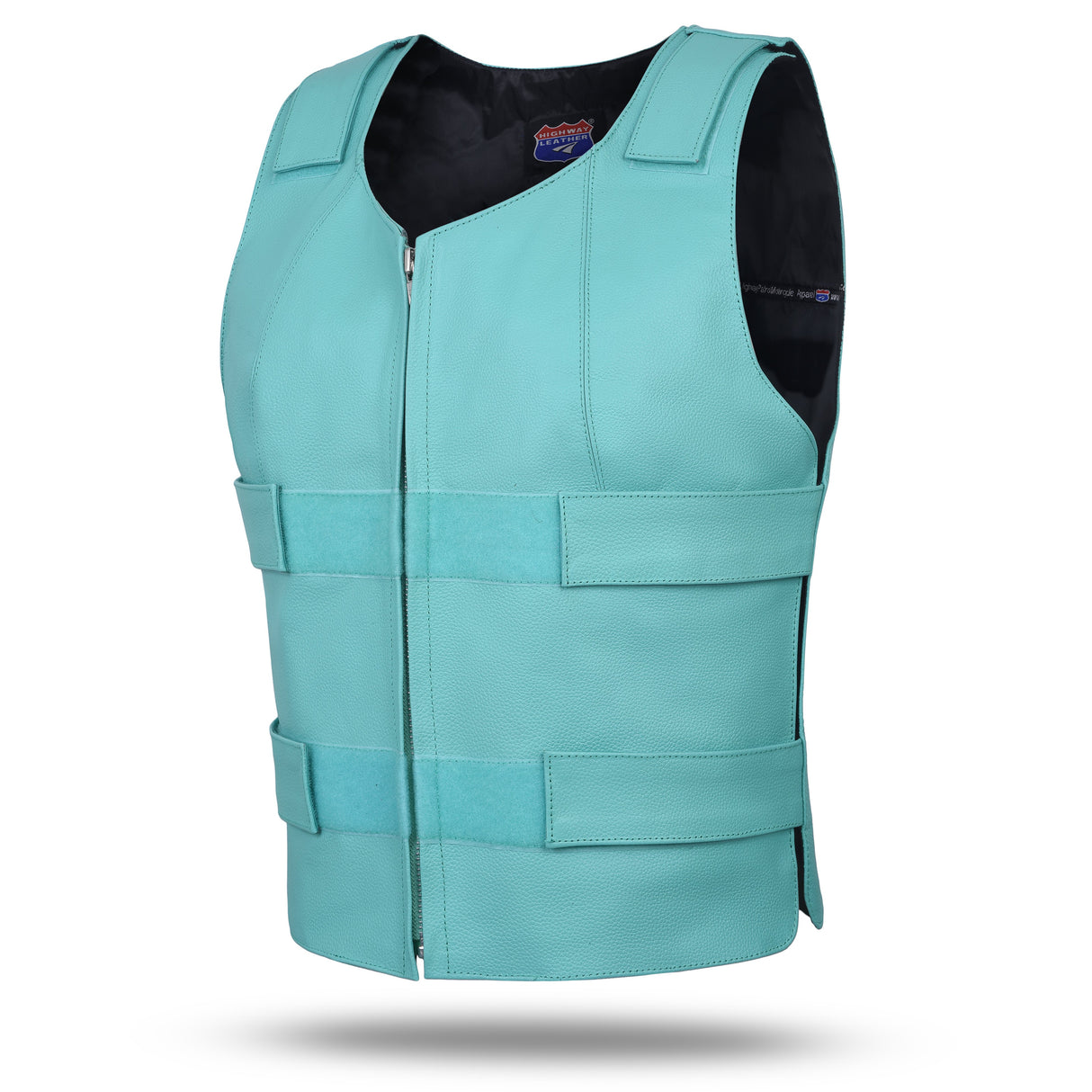 WOMEN BULLET PROOF LEATHER VEST TEAL COLOR