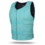 WOMEN BULLET PROOF LEATHER VEST TEAL COLOR