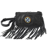 Black Indian Studded Hip Clip Leather Bag