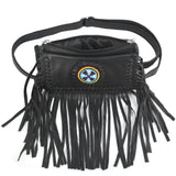Black Indian Studded Hip Clip Leather Bag