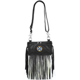 Black Indian Studded Hip Clip Leather Bag