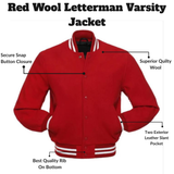 Red Wool Letterman Varsity Jacket