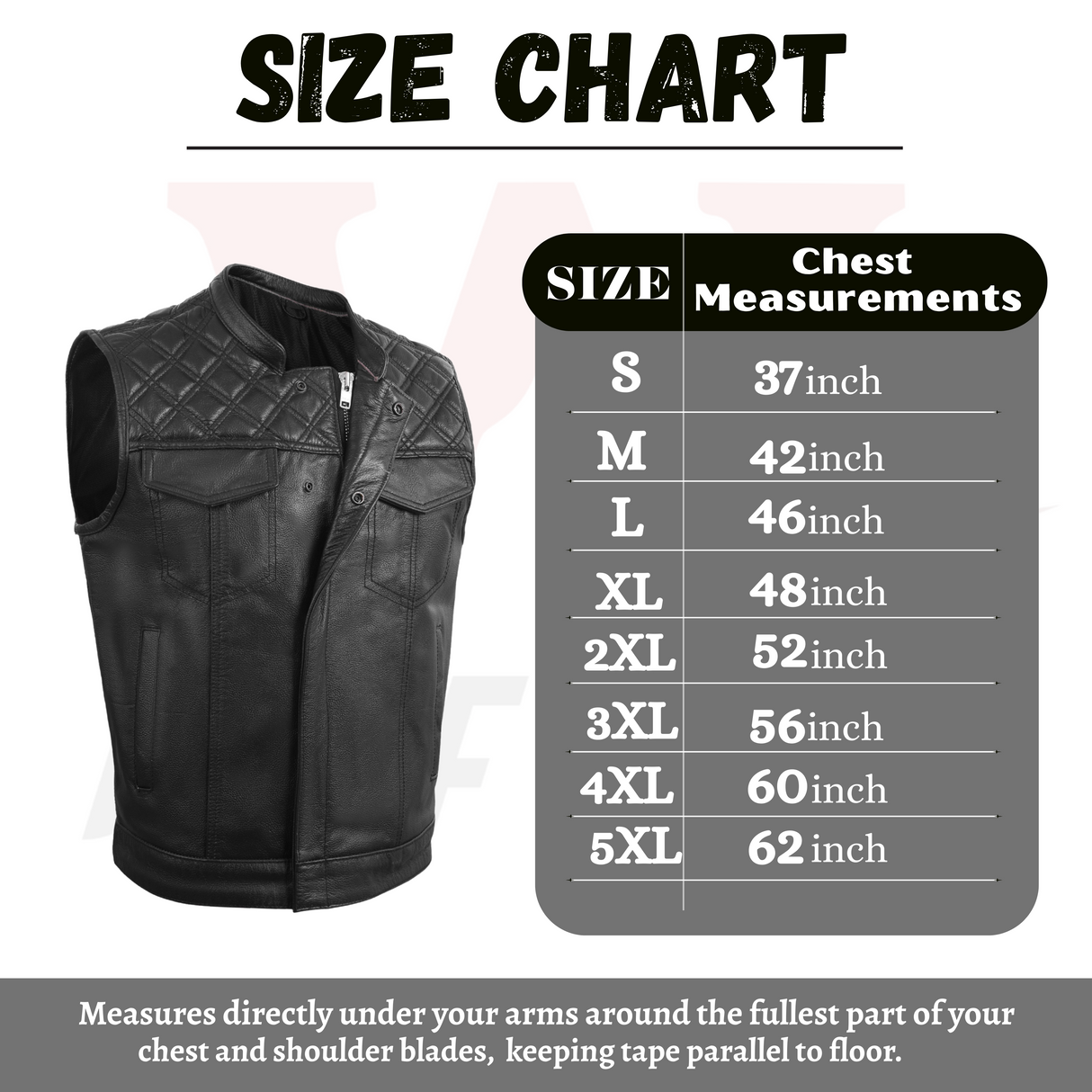 Men's Black Cross stitch Club Style Cow Platted Milled Leather Vest.