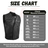 Men's Black Cross stitch Club Style Cow Platted Milled Leather Vest.