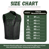 Men's Leather Green Cross Stitch Club Style Cow Natural Leather Vest