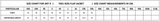 Kids leather motorcycle jacket size chart with chest, center back length, and sleeve sizes