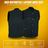 Men SOA Denim Black Vest Club Cut Outlaw Anarchist mc Biker Vest